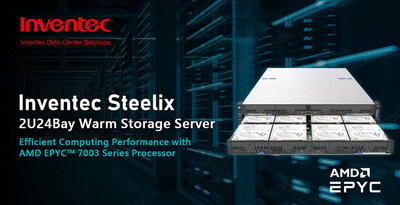Inventec Steelix- a high density storage 2U server system optimized for AMD EPYCtm 7003 Series Processors.