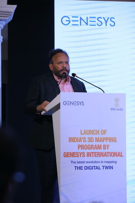 Mr Sajid Malik, CMD, Genesys International addressing the media in New Delhi at the launch of Genesys International’s digital twin platform of Urban India.