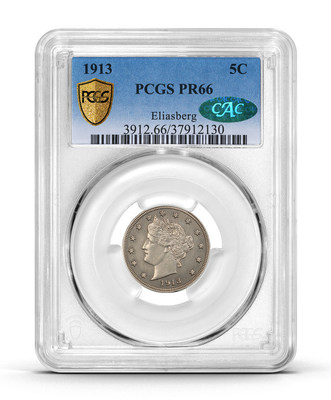 Ian Russell, president of GreatCollections Coin Auctions of Irvine, California, paid Las Vegas, Nevada collector Bruce Morelan a record $13.35 million to purchase three famous, rare U.S. coins with a combined face value of only $1.15, including this historic 1913 Liberty Head nickel. (Photo courtesy of GreatCollections Coin Auctions.)