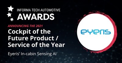 Eyeris’ world leading in-cabin sensing and monitoring AI wins the first ever Best Cockpit of the Future Technology Award in November 2021, in Detroit, Michigan. Eyeris’ technology enables human behavior understanding, object recognition and surface classification through sensor fusion, for optimized safety and comfort. Eyeris combines data from interior RGBIR image sensors, radars and thermal imagers with efficient inference using a wide range of automotive-grade processors, and modern AI chips.