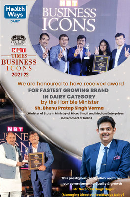 Healthways Wins the NBT BUSINESS ICONS AWARD – Fastest Growing Dairy company in India