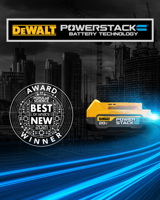 DEWALT POWERSTACK™ 20V MAX* Compact Battery Named One of 100 Best Innovations of the Year By Popular Science - Vimarsana News