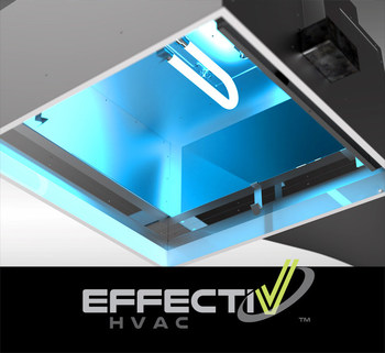 UV Diffusers by EffectiV HVAC use UV-C Germicidal Irradiation to deactivate airborne viruses and bacteria in the air coming from the ventilation system.