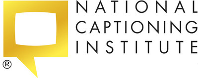 Black text says National Captioning Institute with yellow NCI closed captioning bubble next to it.