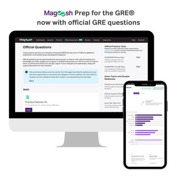 Magoosh Prep for the GRE with official GRE questions is fully available on desktop or mobile.