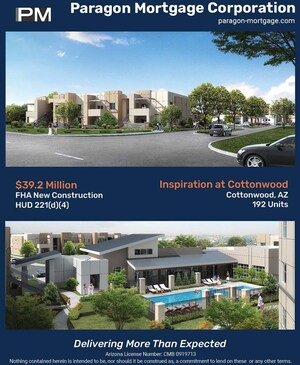 Paragon Mortgage Corporation Arranges $44.4M HUD 221(d)(4) for New Construction Loan for Multifamily Property in Cottonwood, AZ