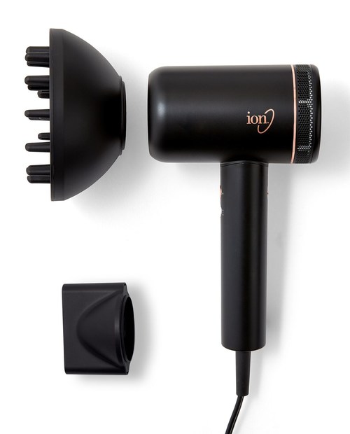 ion Luxe Supercharged Hair Dryer with magnetic styling attachments