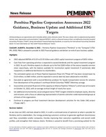 Pembina Pipeline Corporation Announces 2022 Guidance, Business Update and Additional ESG Targets