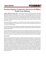 Pembina Pipeline Corporation Announces $1 Billion Public Note Offering