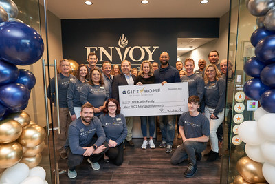 Envoy Mortgage surprises its 50th Gift of Home recipient of the year, Amy Kaelin, a floating nurse at Baptist Health in Louisville, KY.