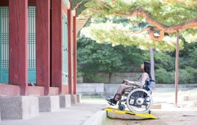 Portable ramp and wheelchair for the travel assistive devices rental service