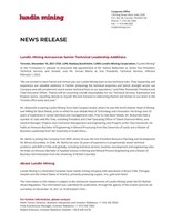 Lundin Mining Announces Senior Technical Leadership Additions