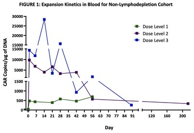 FIGURE 1: Expansion Kinetics in Blood for Non-Lymphodepletion Cohort