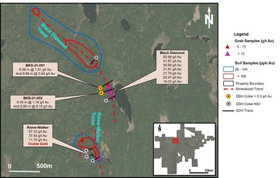 Figure 4. Highlighted exploration results from the Black Diamond target area. (CNW Group/SSR Mining Inc.)