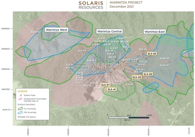 Figure 2 – Plan View of Warintza Drilling Released to Date (CNW Group/Solaris Resources Inc.)