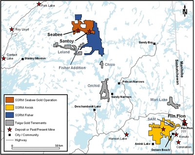 Figure 1. Location of SSR Mining's Saskatchewan properties, including the Amisk Property. (CNW Group/SSR Mining Inc.)