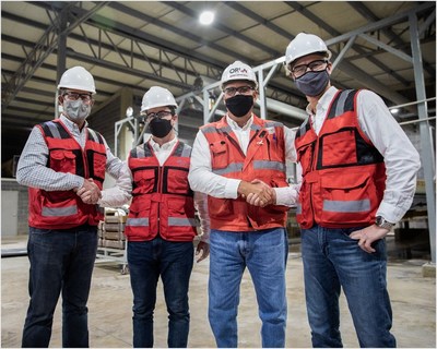 Figure 3: Camino Rojo First Pour (Chuck Jeannes, Chairman, Jason Simpson, CEO, Sergio Saenz, General Manager, Andrew Cormier, COO) (CNW Group/Orla Mining Ltd.)