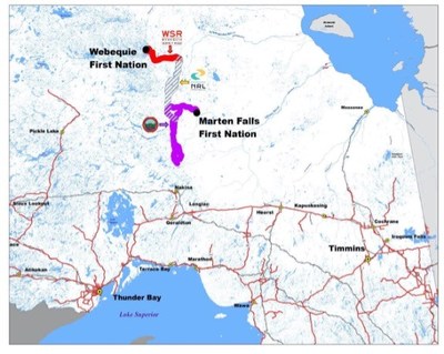 Figure 2: Marten Falls and Webequie plans for 3 different roads (CNW Group/Suslop Inc)
