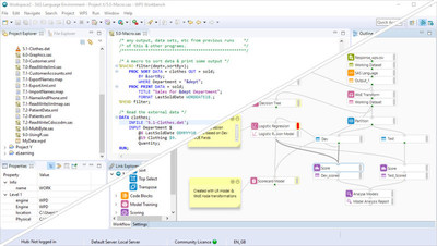 World Programming's flagship product, WPS Analytics Workbench, offers coding and workflow capabilities. World Programming's flagship product, WPS Analytics Workbench, offers coding and workflow capabilities.