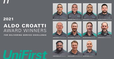 UniFirst has named 11 Route Service Representatives (RSRs) as its 2021 recipients of the distinguished Aldo Croatti Award.