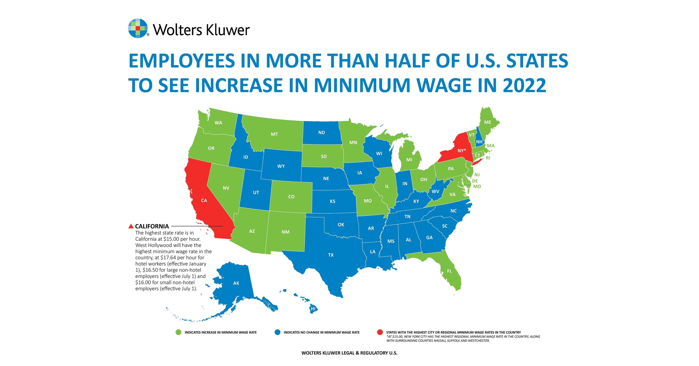 More than Half of U.S. States to Institute a Minimum Wage Increase in 2022