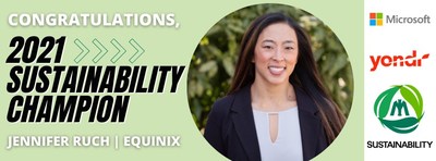 Jennifer Ruch, Director of Sustainability and ESG at Equinix, was announced as the winner of the 2021 iMasons Sustainability Champion Award