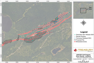 Figure 6: Goldlund 2021 Drill Collar Locations (CNW Group/Treasury Metals Inc.)