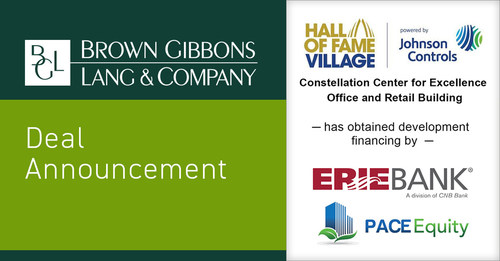 Brown Gibbons Lang & Company (BGL) is pleased to announce the financial closing of the Constellation Center for Excellence, the office and retail component of a larger mixed-use development at the Hall of Fame Village powered by Johnson Controls in Canton, Ohio.