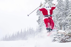 Santa is jumping for joy (literally!) and celebrating this year's gift-giving trend of "unwrapped" adventure in the great outdoors