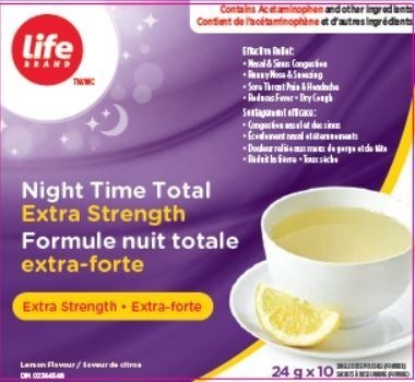 Life Brand Night Time Total Extra Strength (CNW Group/Health Canada)