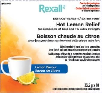 Rexall Hot Lemon Relief for Symptoms of Cold and Flu (Extra strength) (CNW Group/Health Canada)