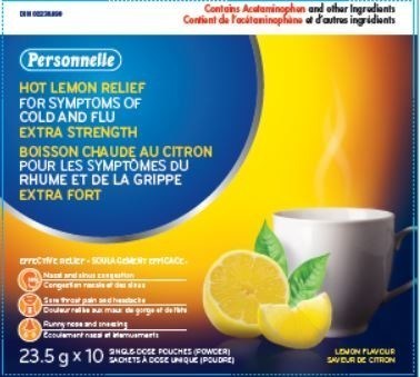 Personelle Hot Lemon Relief for Symptoms of Cold and Flu (Extra strength) (CNW Group/Health Canada)