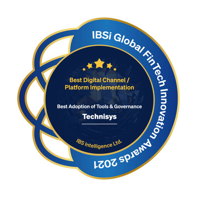 Technisys recognized for “Best Digital Channel/Platform Implementation: Best Adoption of Tools & Governance” at the prestigious IBS Intelligence Global Fintech Innovation Awards 2021.