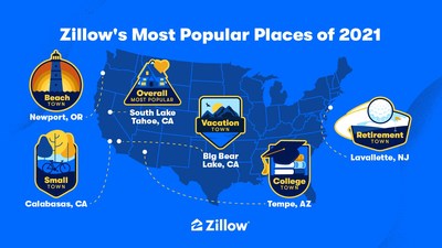 2021 Zillow Most Popular Places Map