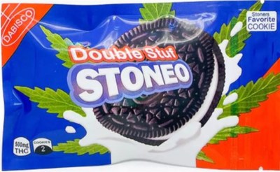 Stoneo packaged to look like Oreo Cookies, and offered in several flavours (CNW Group/Health Canada)