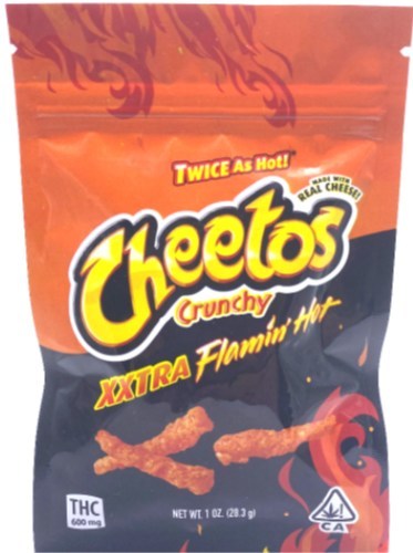 Cheetos
emballé pour ressembler aux grignotines Cheetos et offert en plusieurs variétés (Groupe CNW/Santé Canada)