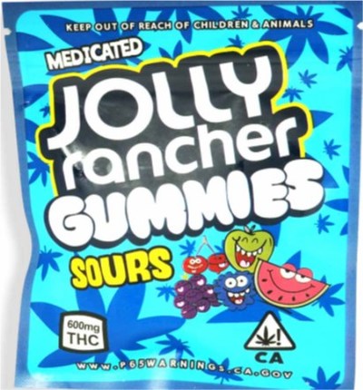 (Medicated) Jolly Rancher Gummies Sours
emballé pour ressembler aux bonbons Jolly Ranchers (Groupe CNW/Santé Canada)