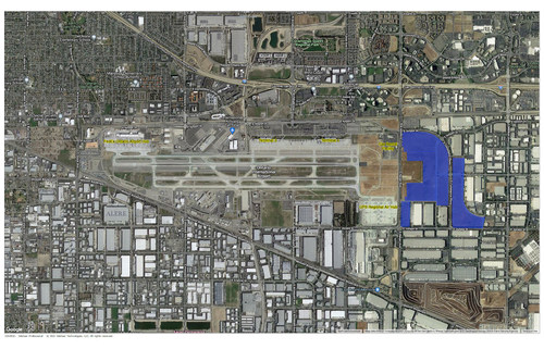 The Boot Property at Ontario International Airport, highlighted in blue.