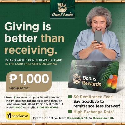 Signing up to become a BONUS REWARDS member is extremely easy. Simply sign up instore using the Bonus rewards terminal available in all locations by simply entering a valid mobile number and email or text BONUS to 87573 and opt in to become an Island Pacific Bonus Rewards member by completing your profile online. After verifying your email address, you will receive a welcome email with an exclusive code, available only to Bonus rewards members. Then download the Sendwave app, link your debit card.