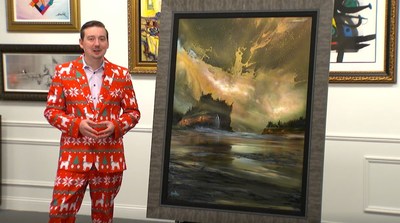 Park West online auction host Cole Waters presents a painting by Ashton Howard titled “True Treasures,” which broke the artist’s previous record for the highest price paid for one of his paintings at auction.