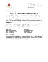 AFRICA OIL ANNOUNCES SHARE CAPITAL UPDATE (CNW Group/Africa Oil Corp.)