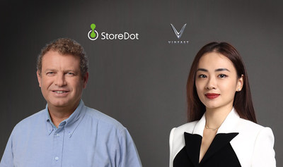 Dr. Doron Myersdorf, CEO and Co-founder, StoreDot (left) and Pham Thuy Linh, Deputy CEO, VinFast (right)