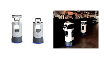 Pictured is the Servi™ line of food service robots, which utilize Makroblend® UT PC/PET blend from Covestro.