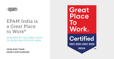EPAM India is a Great Place to Work