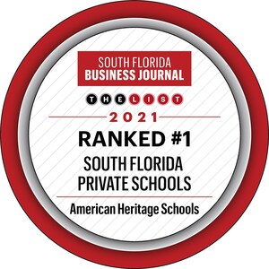 American Heritage Schools Has Been Ranked #1 Private School, #14 in Corporate Philanthropy, and #19 Largest Employer in South Florida Business Journal's Annual Book of Lists 2021