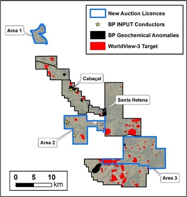 Figure 1: Map of Company’s landbank showing the three areas won in the ANM’s licence auction. (CNW Group/Meridian Mining UK Societas)