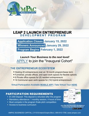 AmPac’s LEAP to Launch Entrepreneur Development Program (L2LEDP) provides a comprehensive roadmap to business success and growth.