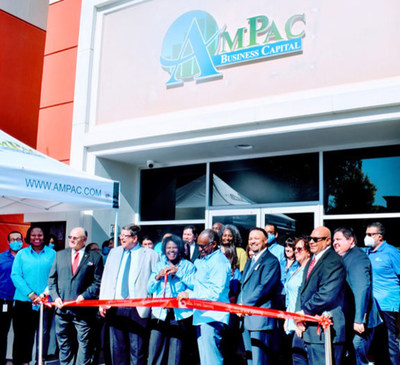 A November 5 Grand Opening featured a ribbon-cutting ceremony in front of AmPac’s new offices.