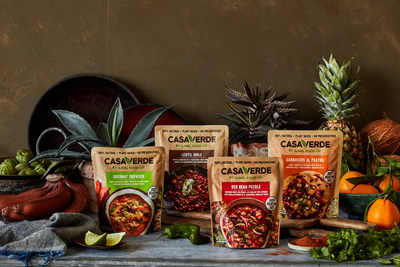 Casa Verde's new line includes four plant-based entrees, Garbanzos Al Pastor, Lentil Mole, Coconut Chowder, and Red Bean Pozole.