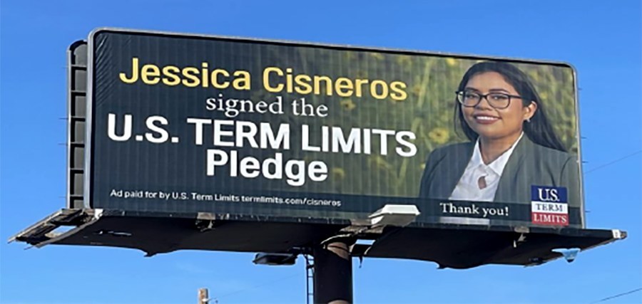 Billboards Praise Jessica Cisneros for Signing U.S. Term Limits Pledge - Vimarsana News